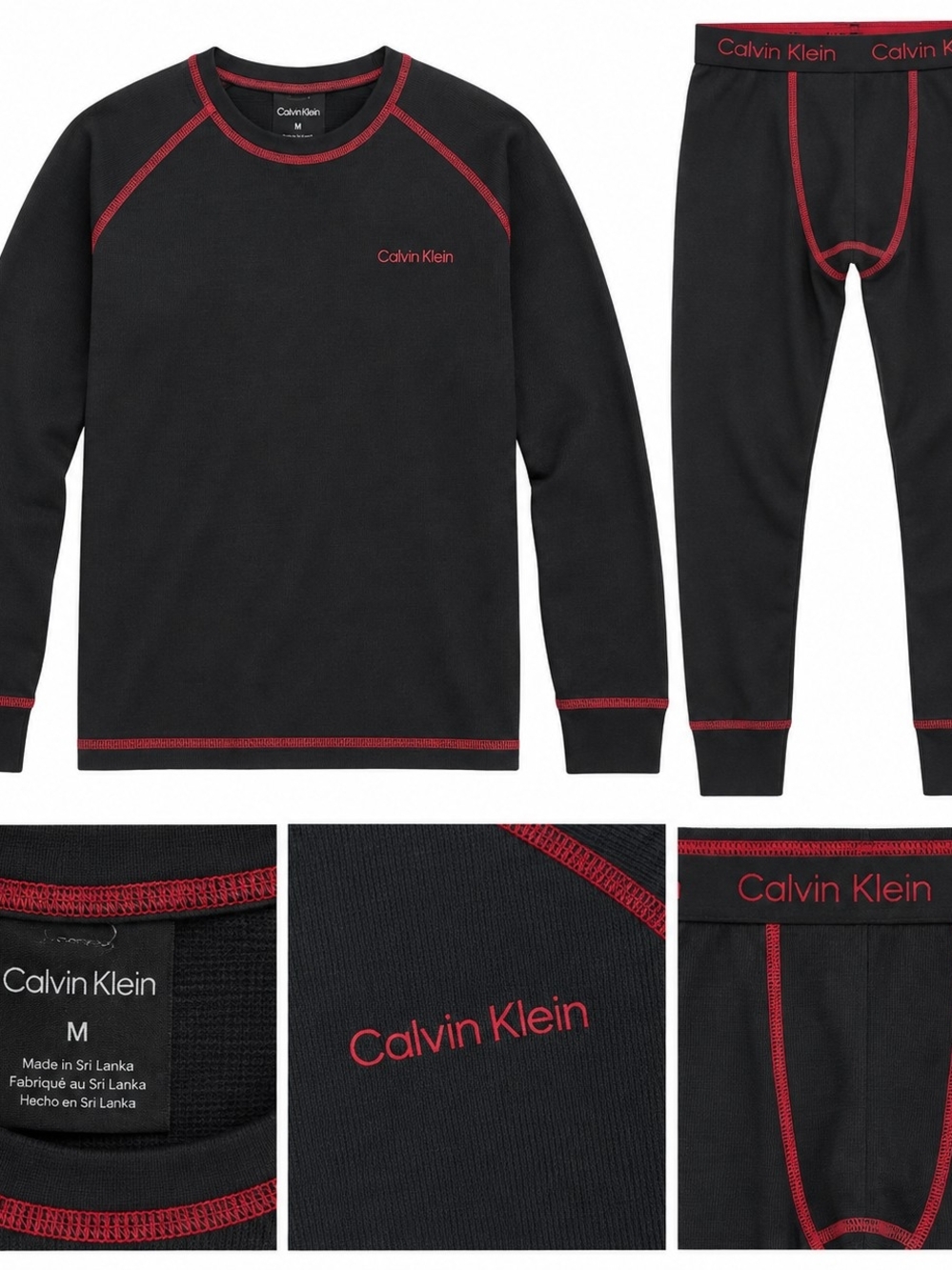 Calvin Klein Black Pajama Set with Red Contrast Stitching